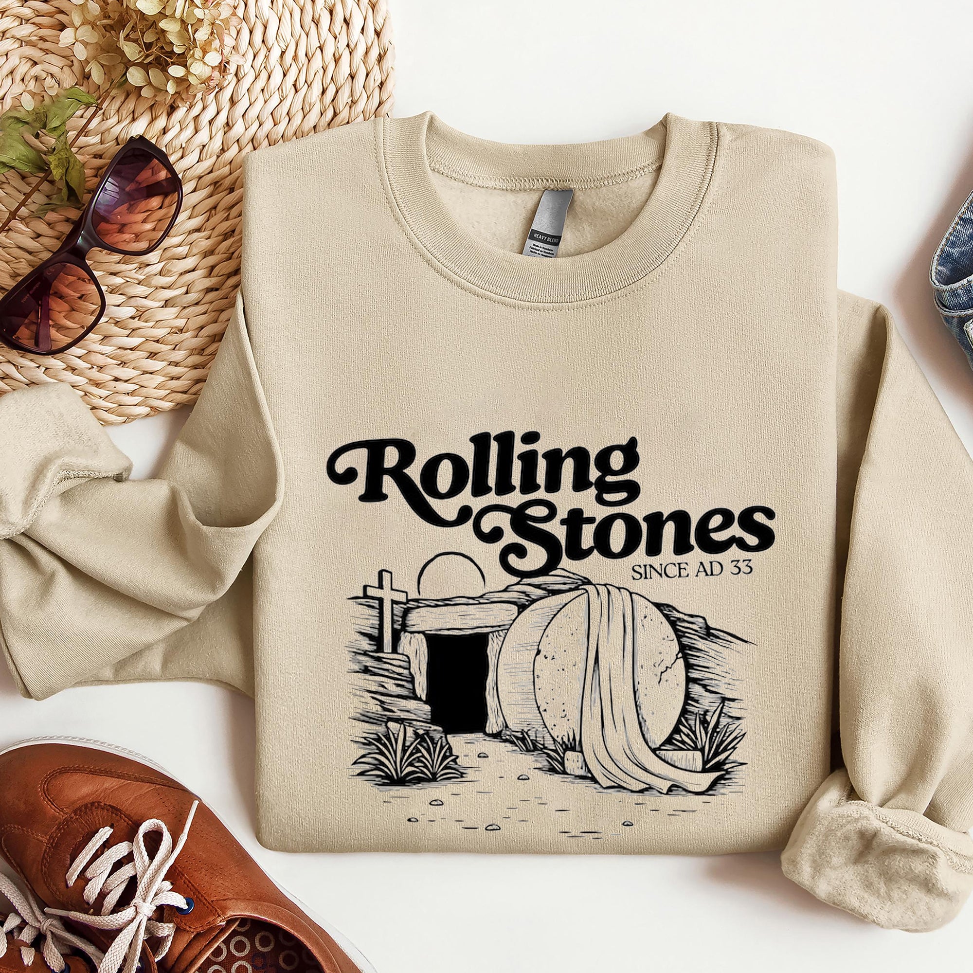 Rolling Stones Easter T-Shirt, Trendy Easter Shirt, Jesus Christ Shirt, Gift For Christian, Faith-Based Graphic Tee. ILAF43